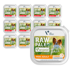 Raw Paleo Pate Mini Mokra Karma Dla Psów Dorosłych Z Wołowiną I Indykiem Tacka 12x150g