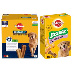 Pedigree Zestaw Przysmaków Dla Psa Dentastix Large 8x270g + 500g Ciasteczka Biscrok Multi Mix