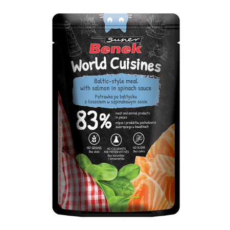 Super Benek World Cuisines 12x100g Mokra Karma Dla Kota Potrawka po Bałtycku z Łososiem w Szpinakowym Sosie