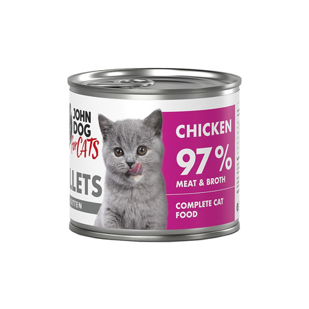John Dog for Cats Mokra Karma Dla Kociąt Filety Z Kurczaka 12x140g