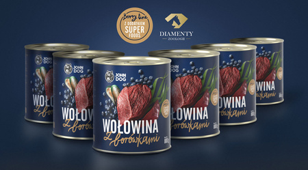 John Dog Berry Line Wołowina Z Borówkami 24x800g Mokra Karma Dla Dorosłych Psów
