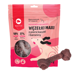 Maced Węzełki Maxi Z Piersi Kaczki  I Baraniny Miękki Przysmak Dla Psa 500g