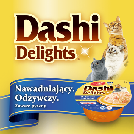 Inaba Cat Dashi Delights 6x70g Uzupełniająca Karma Dla Kota Bulion z Kurczakiem i Tuńczykiem 
