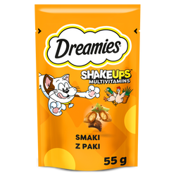 Dreamies Shake Ups Multivitamins 55g Przysmak Dla Kota z Kurczakiem Kaczką i Kocimiętką