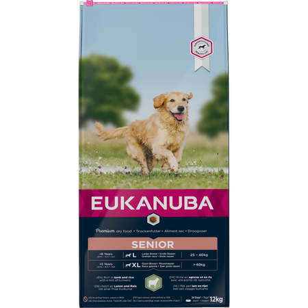 EUKANUBA Senior Sucha Karma W Formie Granulek Dla Starszych Psów Dużych Ras Z Jagnięciną I Ryżem 12kg