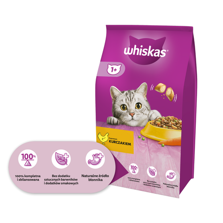 WHISKAS Adult 3,8 kg z Kurczakiem Sucha Karma Pełnoporcjowa Dla Dorosłych Kotów