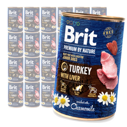 Brit Premium by Nature Junior Mokra Karma Dla Szczeniąt Indyk Z Wątróbką 12x400g