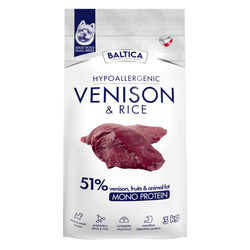 Baltica Adult Dziczyzna z Ryżem XS/S 3kg Hipoalergiczna Sucha Karma Dla Psów Miniaturowych i Małych Ras