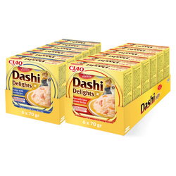 Inaba Cat Dashi Delights 12x70g Uzupełniająca Karma Dla Kota Bulion Mix z Kurczakiem Tuńczykiem i Łososiem 