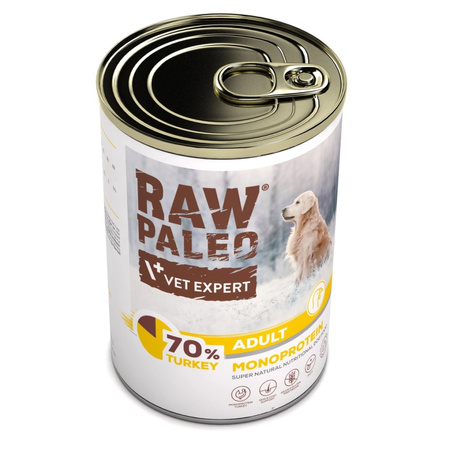 Vet Expert Raw Paleo Adult Monoprotein 6x400g Mokra Karma Dla Psa z Indykiem