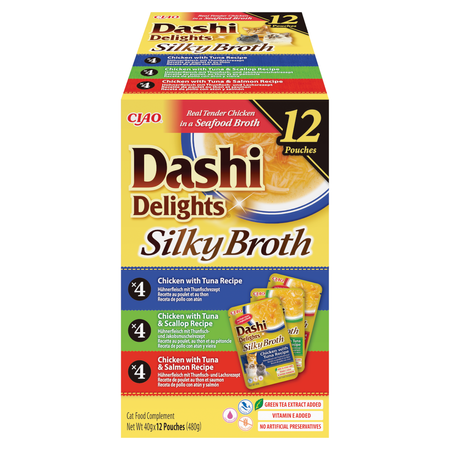 Inaba Cat Dashi Delights Silky Broth 12x40g Karma Uzupełniająca Dla Kota Kurczak Ryba Przegrzebki