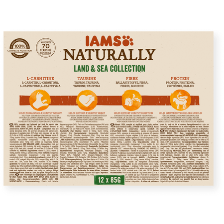 Iams Naturally Senior Land & Sea Collection 12x85g Mokra Karma Dla Kota Mięsne I Rybne Smaki