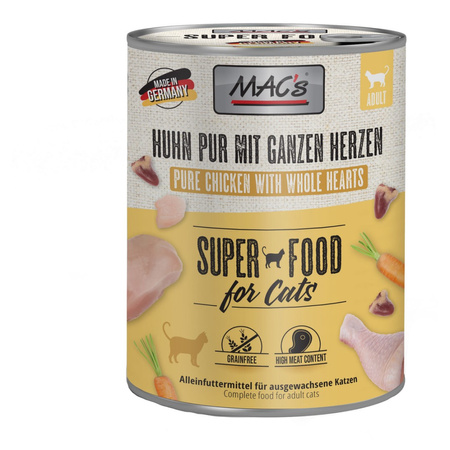 MAC's 6x800g Bezzbożowa Mokra Karma Dla Kota Kurczak Serca Drobiowe 