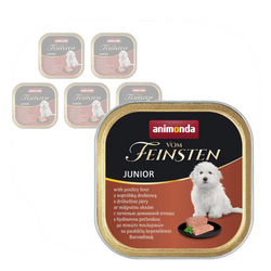 Animonda Vom Feinsten Junior 6x150g Mokra Karma Dla Szczeniąt z Wątróbką Drobiową