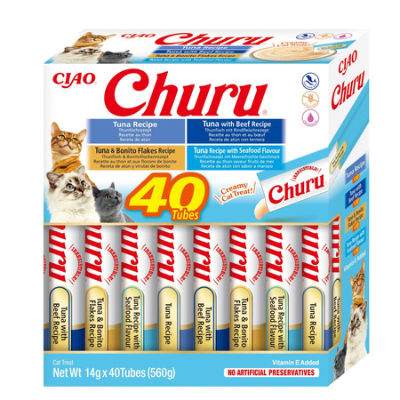 Inaba Cat Churu 100x14g Kremowy Przysmak Dla Kota Pasta Mix Z Kurczakiem i Tuńczykiem