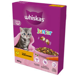 Whiskas Junior 300g Sucha Karma Pełnoporcjowa Dla Kociąt Z Kurczakiem