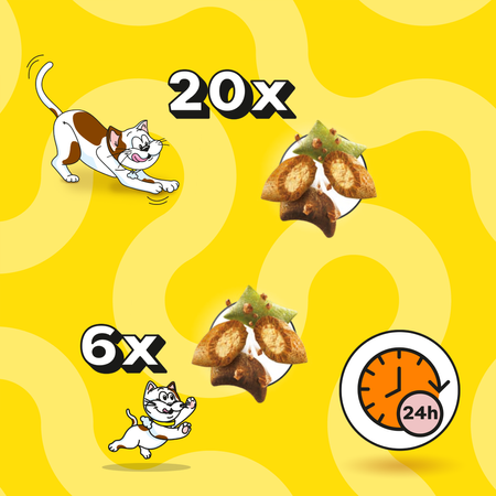 Dreamies Shake Ups Multivitamins 55g Przysmak Dla Kota z Owocami Morza o Smaku Łososia Tuńczyka i Krewetek