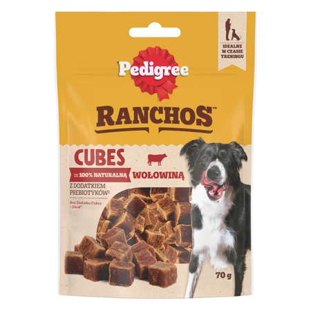 Pedigree Ranchos Cubes z Wołowiną 70g Treserki Przysmak Dla Psa