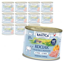 Baltica Smaki Regionów Cielęcina z Indykiem 12x185g Bezzbożowa Mokra Karma Dla Kociąt