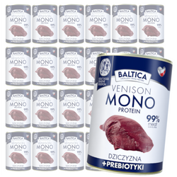 Baltica Monoprotein Dziczyzna Prebiotyki 24x400g Hipoalergiczna Bezzbożowa Mokra Karma Dla Psa