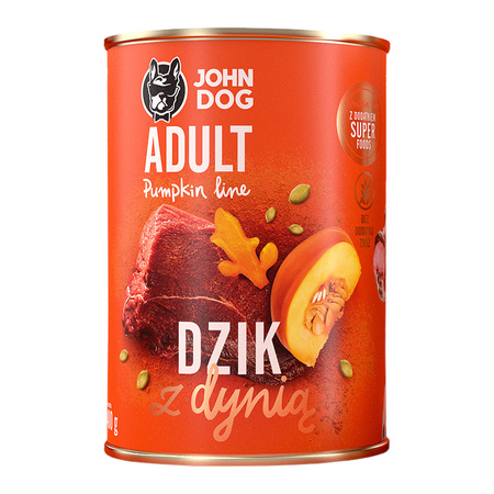 JOHN DOG Karma Mokra Dla Psa Pumpkin Line Dzik z Dynią Zestaw 6x400g