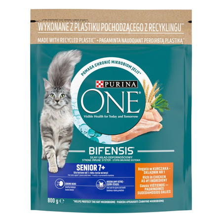 Purina One Senior 7+ Sucha Karma Dla Kota Bogata W Kurczaka I Pełne Ziarna 3x800g