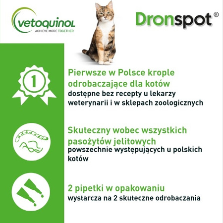 Dronspot Krople Odrobaczające Dla Średnich Kotów O Wadze 2,5kg-5kg Na Robaki I Pasożyty 2 Pipety