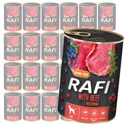 Rafi 24x400g Bezzbożowa Mokra Karma Dla Psa Z Wołowiną Żurawiną I Borówką