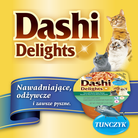 Inaba Cat Dashi Delights 12x70g Uzupełniająca Karma Dla Kota Bulion z Tuńczykiem i Płatkami Bonito