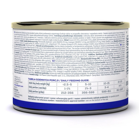 VetExpert Veterinary Diet Dermatosis Salmon & Potato 12x200g Mokra Karma Weterynaryjna Dla Psów z Zaburzeniami Dermatologicznymi