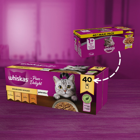 Whiskas Adult 160x85g Drobiowe Frykasy Mokra Karma Dla Dorosłych Kotów 4 Smaki W Galaretce