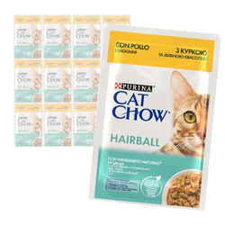 Purina Cat Chow Hairball 12x85g Mokra Karma Dla Kota z Kurczakiem i Zieloną Fasolką w Sosie