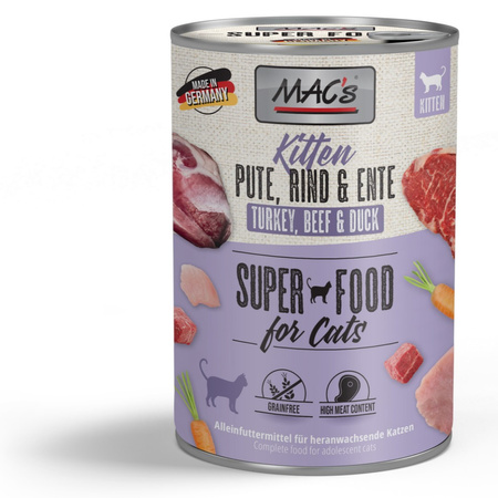 MAC's Kitten 12x400g Mokra Karma Dla Kociąt Indyk Wołowina Kaczka