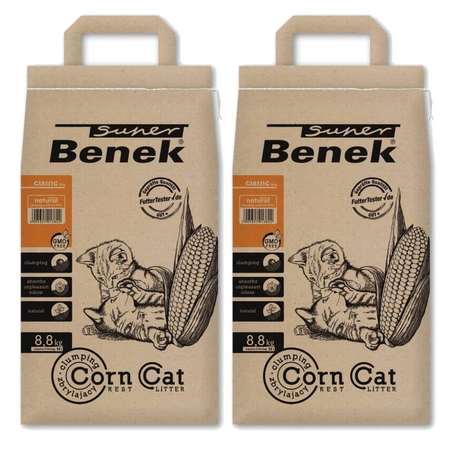 Super Benek Corn Cat Natural 2x14l - Żwirek kukurydziany 100% biodegradowalny
