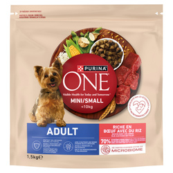 Purina ONE Mini Adult 1,5kg Sucha Karma z Wołowiną i Ryżem Dla Psów Małych Ras