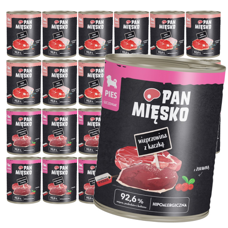 Pan Mięsko 24x800g Hipoalergiczna Mokra Karma Dla Szczeniąt Mix 2 Smaków