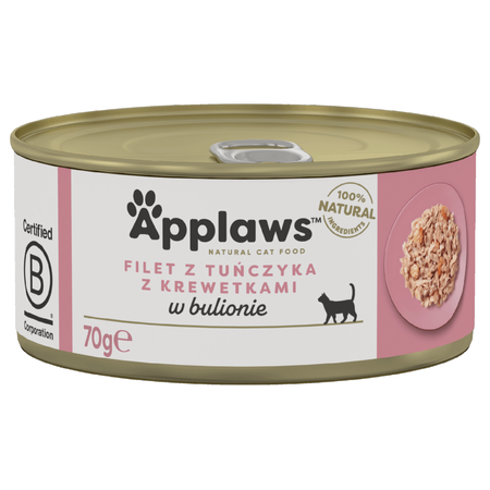Applaws Cat Mokra Karma Dla Kota 12x70g Tuńczyk Z Krewetkami W Bulionie 