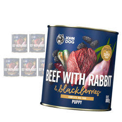 John Dog BERRY JUNIOR wołowina i królik z jeżynami 6x 800g - mokra karma dla szczeniąt
