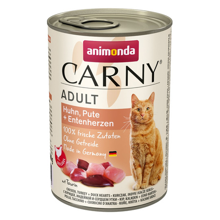Animonda Carny Adult 6x400g Mokra Karma Dla Kota z Kurczakiem Indykiem i Kaczymi Sercami