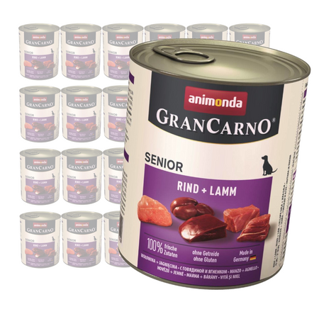 Animonda GranCarno Senior 24x800g Mokra Karma Dla Psa z Wołowiną i Jagnięciną