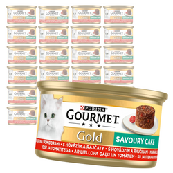 Purina Gourmet Gold z Wołowiną i Pomidorami 24x85g Mokra Karma Dla Kota Savoury Cake