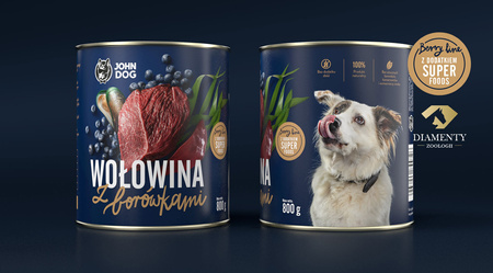 John Dog Berry Line Wołowina Z Borówkami 24x800g Mokra Karma Dla Dorosłych Psów