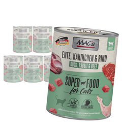 MAC's 6x800g Bezzbożowa Mokra Karma Dla Kota Kaczka Królik Wołowina