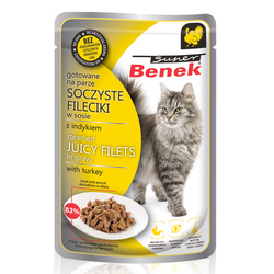 Super Benek Mokra Karma Dla Kota 85g Soczyste Fileciki z Indykiem w Sosie