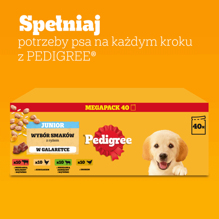 Pedigree Junior Wybór Smaków 80x100g Mokra Karma Dla Szczeniąt  Wołowina Kurczak Jagnięcina Ryż W Galaretce