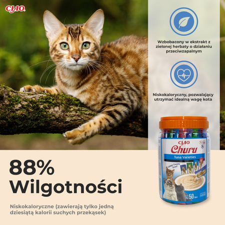 Inaba Cat Churu 50x14g (700g) Kremowy Przysmak Dla Kota Pasta Mix Z Tuńczykiem Słoik