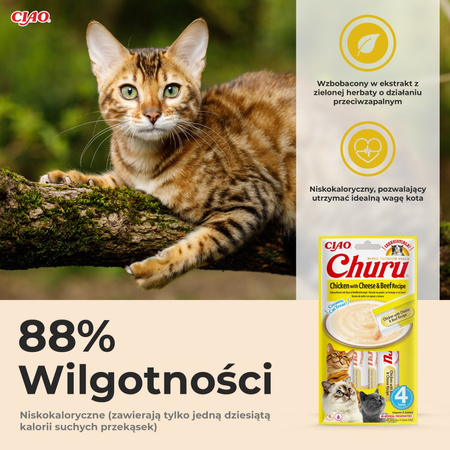 Inaba Cat Churu Chicken Cheese Beef 24x14g Kremowy Przysmak Dla Kota Pasta Z Kurczakiem Serem I Wołowiną