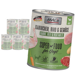 MAC's Dog 6x800g Bezzbożowa Mokra Karma Dla Psa z Królikiem Wołowiną i Warzywami