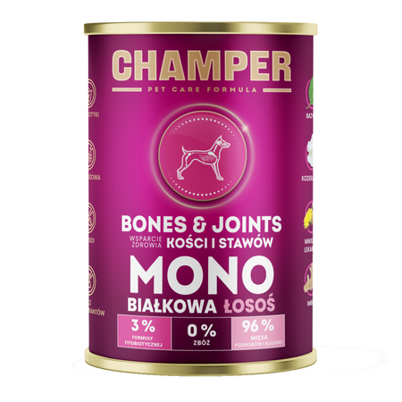 Champer Bones & Joints 12x400g Monobiałkowa Mokra Karma Dla Psa Z Łososiem Wsparcie Zdrowia Kości I Stawów