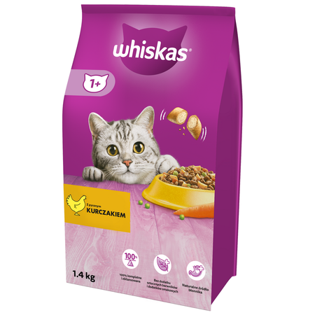 Whiskas Adult 6x1,4kg Sucha Karma Pełnoporcjowa Dla Dorosłych Kotów Z Kurczakiem